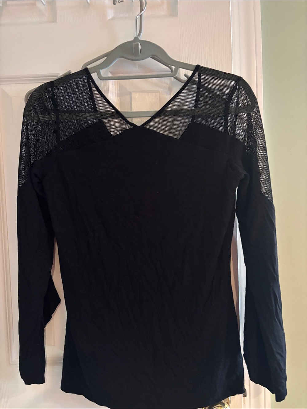 Bailey 44 Black Long Sleeve Top with Mesh Yoke